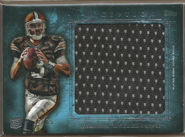 2012 Topps Inception Rookie Relics Jumbo Swatch Blue #JRBW Brandon Weeden