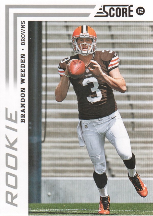 2012 Score #308A Brandon Weeden RC/(scrambling pose)