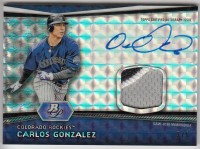 2012 Bowman Platinum Relic Autographs Atomic Refractors #CG Carlos Gonzalez front image
