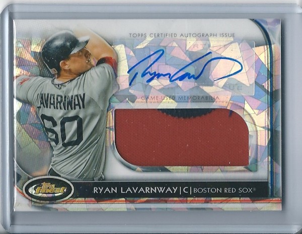 2012 Finest Rookie Jumbo Relic Autographs Atomic Refractors #RL Ryan Lavarnway