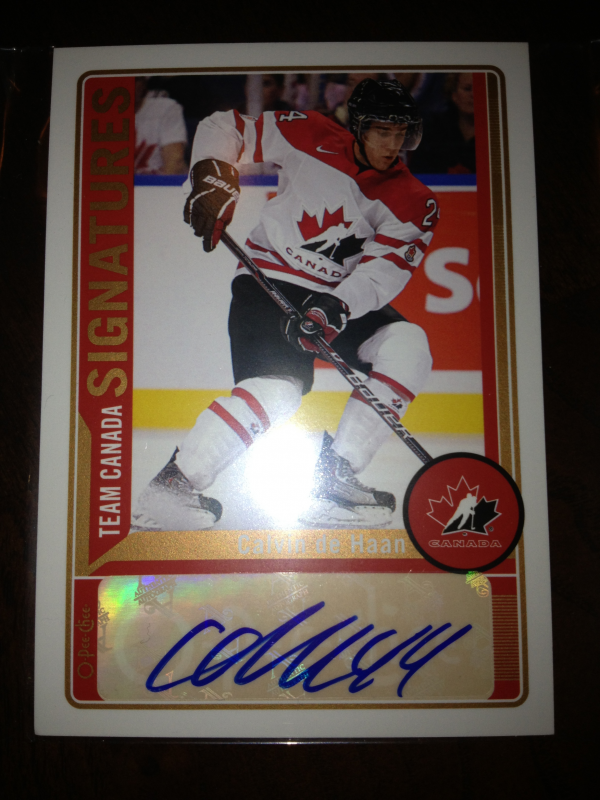 2012-13 O-Pee-Chee Team Canada Signatures #TCCD Calvin de Haan C