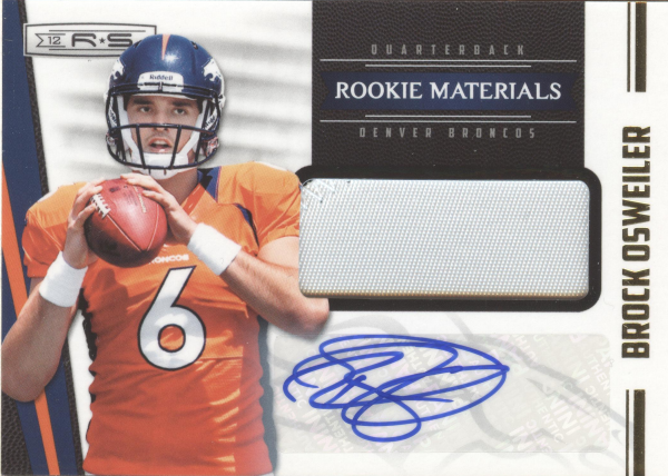 2012 Rookies and Stars Rookie Materials Prime Autographs #230 Brock Osweiler