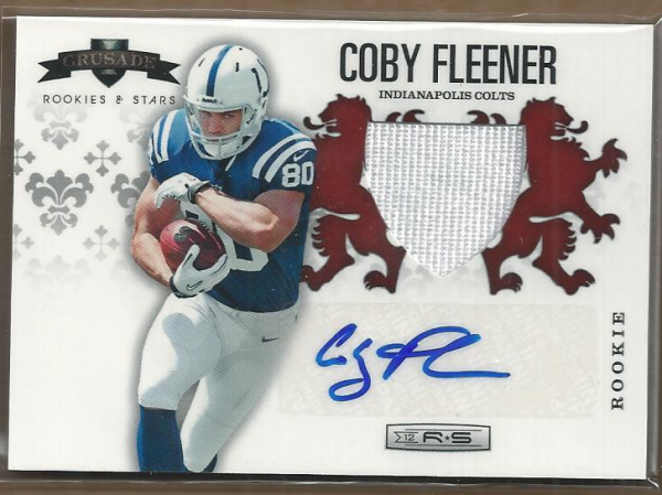 2012 Rookies and Stars Rookie Crusade Materials Autographs Red #15 Coby Fleener