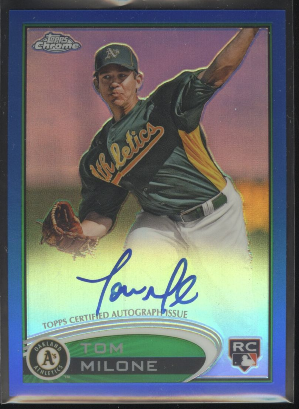 2012 Topps Chrome Rookie Autographs Blue Refractors #169 Tom Milone