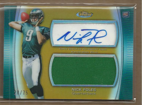 2012 Finest Jumbo Jersey Autographs Gold Refractors #AJRNF Nick Foles
