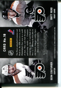 2011-12 Panini Prime Combos Jerseys Patch #10 Matt Read/25/Sean Couturier back image