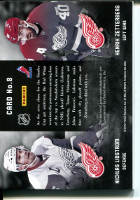 2011-12 Panini Prime Combos Jerseys Prime #8 Henrik Zetterberg/50/Nicklas Lidstrom back image