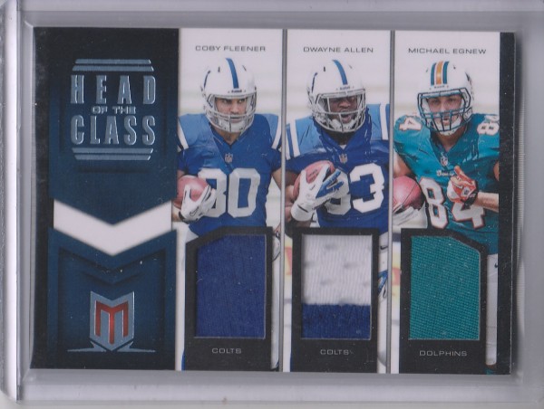 2012 Momentum Head of the Class Materials Triple Prime #8 Coby Fleener/Dwayne Allen/Michael Egnew