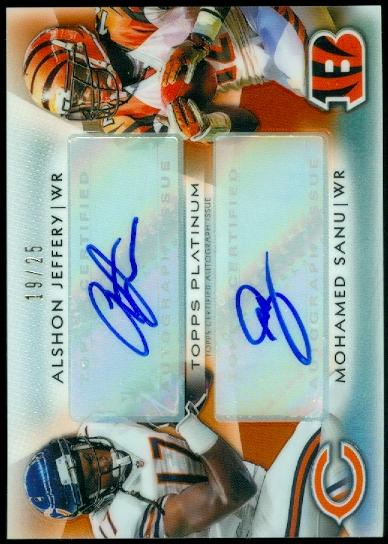 2012 Topps Platinum Rookie Autographs Dual #DAJS Alshon Jeffery/Mohamed Sanu