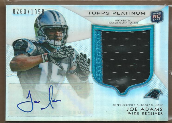 2012 Topps Platinum Rookie Patch Autographs Refractors #126 Joe Adams/1058