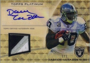 2012 Topps Platinum Patch Autographs Superfractors #AVPDM Darren McFadden