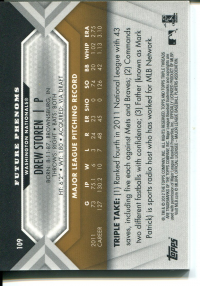 2012 Topps Triple Threads Gold #109 Drew Storen Jsy AU back image