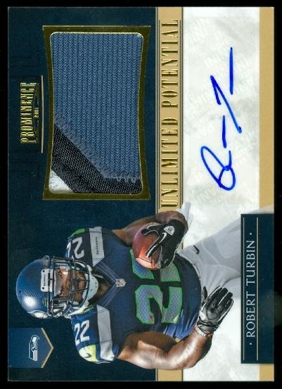 2012 Panini Prominence Unlimited Potential Materials Signatures Prime #4 Robert Turbin