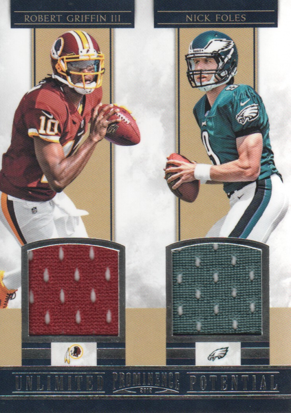 2012 Panini Prominence Unlimited Potential Materials Combos #6 Robert Griffin III/Nick Foles