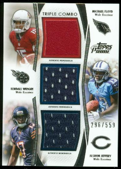 2012 Topps Prime Triple Combo Relics #TCRFWJ Michael Floyd/Kendall Wright/Alshon Jeffery