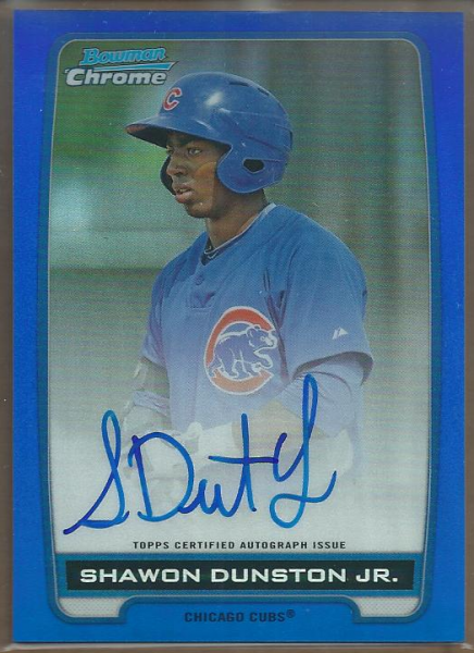 2012 Bowman Chrome Prospect Autographs Blue Refractors #SD Shawon Dunston Jr.