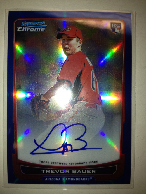 2012 Bowman Chrome Rookie Autographs Blue Refractors #TB Trevor Bauer EXCH