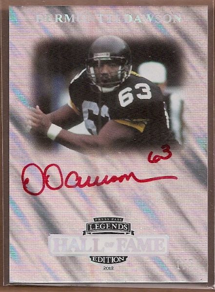 2012 Press Pass Legends Hall of Fame Satin Holofoil Red Ink #LGDD Dermontti Dawson/2*
