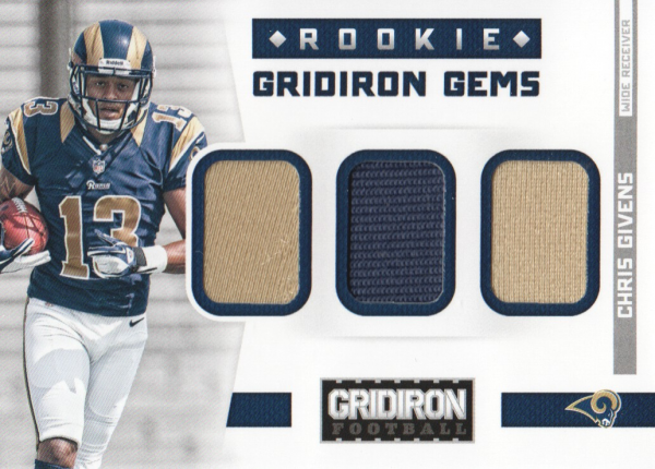 2012 Gridiron Rookie Gridiron Gems Jerseys Trios #12 Chris Givens/199
