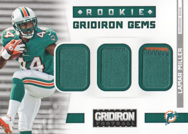 2012 Gridiron Rookie Gridiron Gems Jerseys Trios Prime #9 Lamar Miller