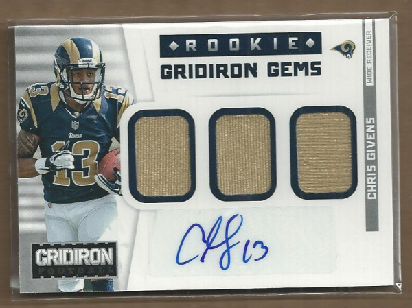 2012 Gridiron Rookie Gridiron Gems Jerseys Trios Autographs #13 Chris Givens/49