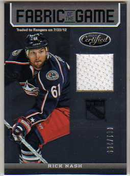 2012-13 Certified Fabric of the Game #37 Rick Nash/299