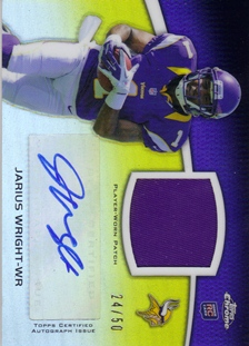 2012 Topps Chrome Rookie Autographs Patches #RAPJW Jarius Wright