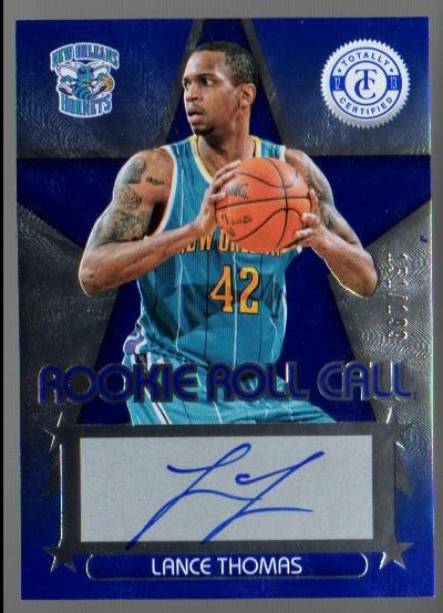 2012-13 Totally Certified Rookie Roll Call Autographs Blue #20 Lance Thomas/199