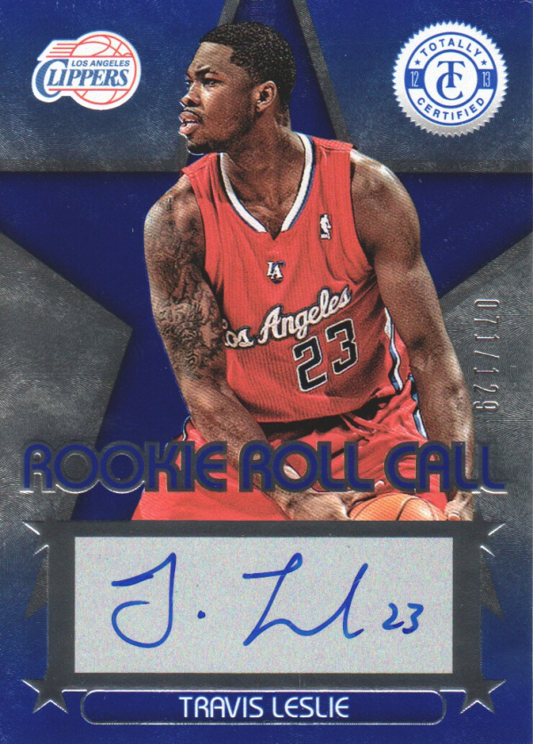 2012-13 Totally Certified Rookie Roll Call Autographs Blue #58 Travis Leslie/129