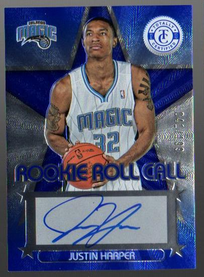 2012-13 Totally Certified Rookie Roll Call Autographs Blue #100 Justin Harper/199