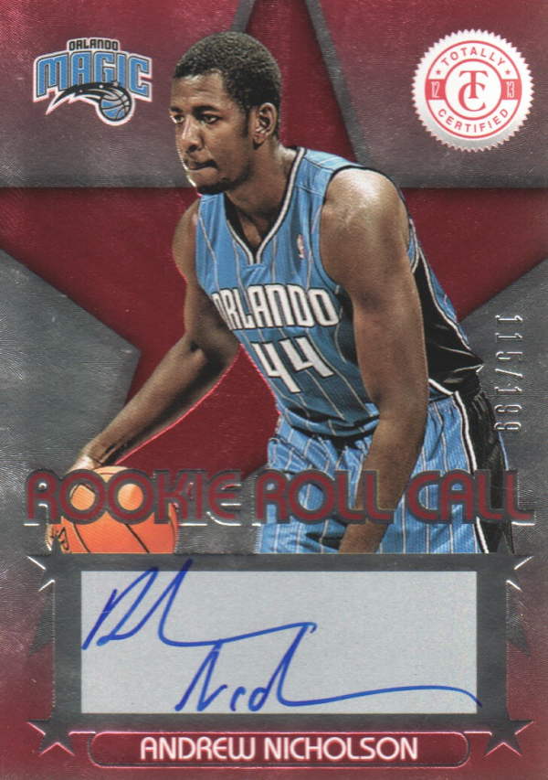 2012-13 Totally Certified Rookie Roll Call Autographs Red #44 Andrew Nicholson/199