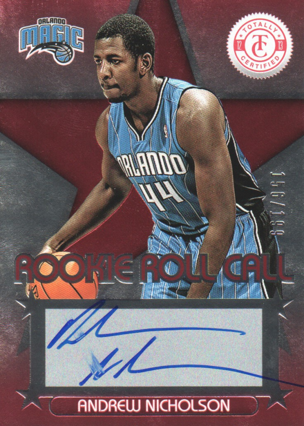 2012-13 Totally Certified Rookie Roll Call Autographs Red #44 Andrew Nicholson/199