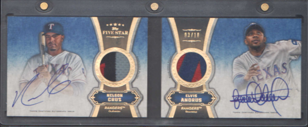 2012 Topps Five Star Dual Patch Autograph Books #CA Elvis Andrus/Nelson Cruz