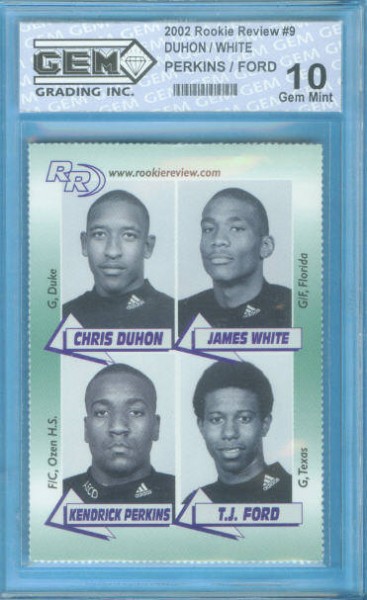 2002 Rookie Review #9 Chris Duhon / James White / Kendrick Perkins / T.J. Ford Graded Gem Mint 10