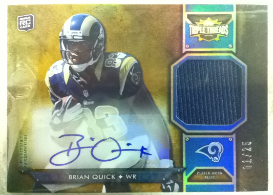 2012 Topps Triple Threads Rookies Autographed Relics Gold #TTRAR39 Brian Quick