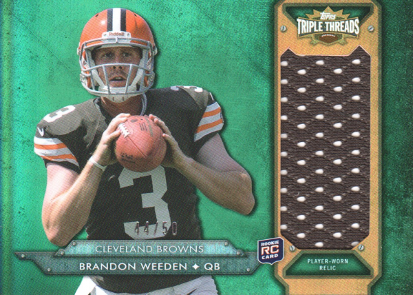 2012 Topps Triple Threads Rookie Jumbo Relics Emerald #TTRJR7 Brandon Weeden