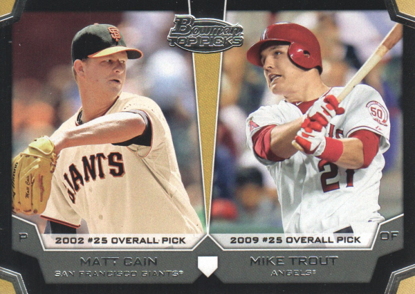 2012 Bowman Draft Dual Top 10 Picks #CT Matt Cain/Mike Trout
