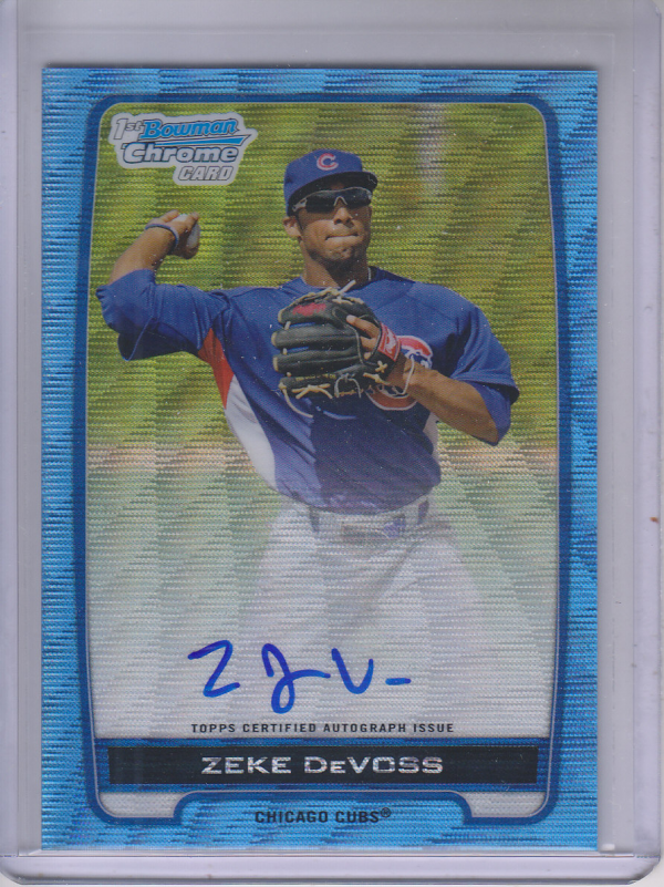 2012 Bowman Chrome Prospect Autographs Blue Wave Refractors #ZD Zeke DeVoss