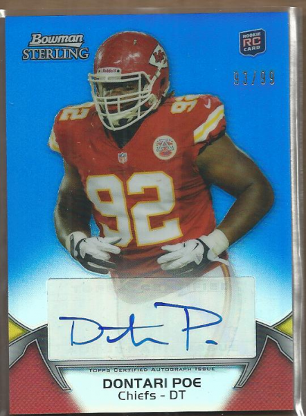 2012 Bowman Sterling Blue Refractors #AU34 Dontari Poe AU