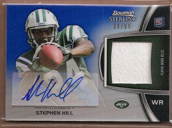 2012 Bowman Sterling Blue Refractors #BSARSH Stephen Hill JSY AU