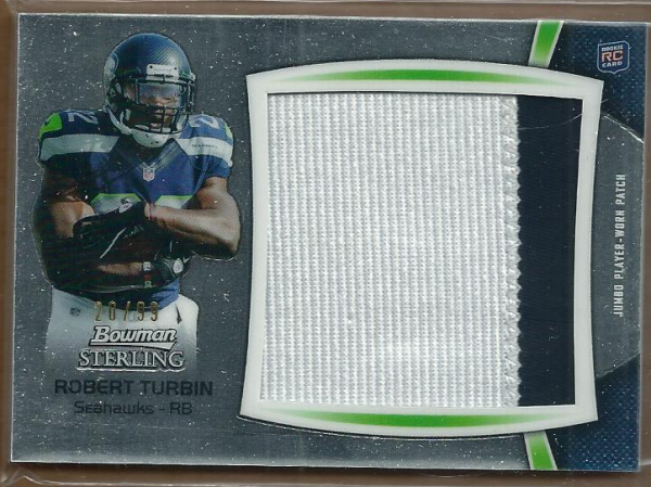2012 Bowman Sterling Relics Jumbo #BSJRPRTU Robert Turbin