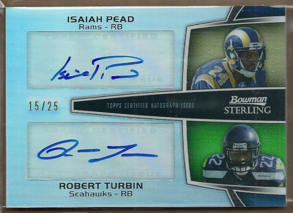 2012 Bowman Sterling Dual Autographs #BSDAPT Robert Turbin/Isaiah Pead