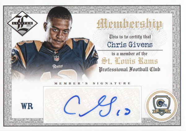 2012 Limited Membership Autographs #22 Chris Givens/99