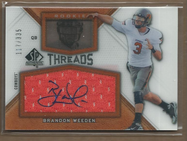 2012 SP Authentic Rookie Threads Autographs #RTBW Brandon Weeden/335