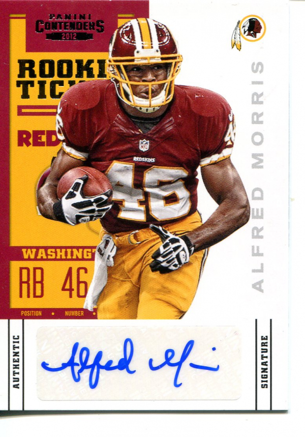 2012 Panini Contenders #101A Alfred Morris AU/456* RC/(left thumb pointing up)