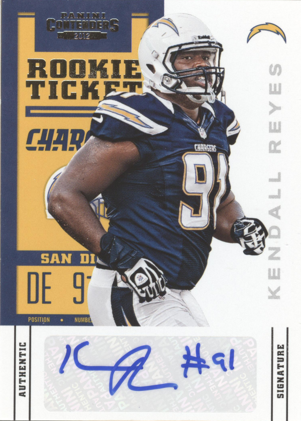 2012 Panini Contenders #152A Kendall Reyes AU RC/(blue jersey)