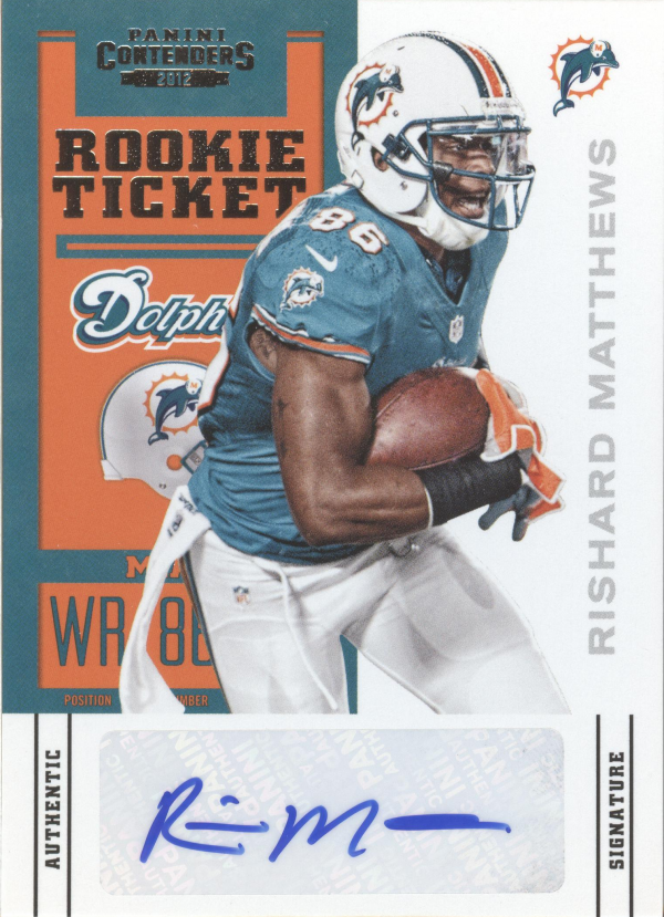 2012 Panini Contenders #180A Rishard Matthews AU RC