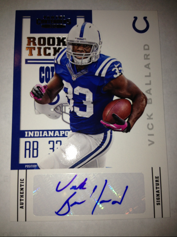 2012 Panini Contenders #197A Vick Ballard AU RC/(running pose)