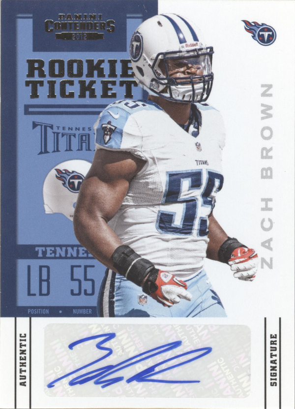 2012 Panini Contenders #199A Zach Brown AU RC