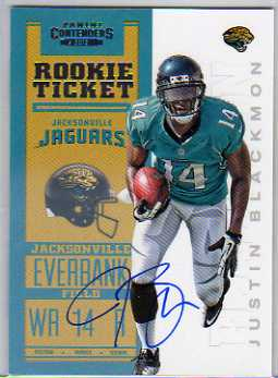 2012 Panini Contenders #205A Justin Blackmon AU/550* RC/(left arm at knee)